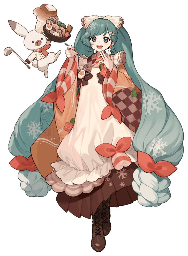 Snow Miku 2024 design (Art by shiro, image via SNOW MIKU)
