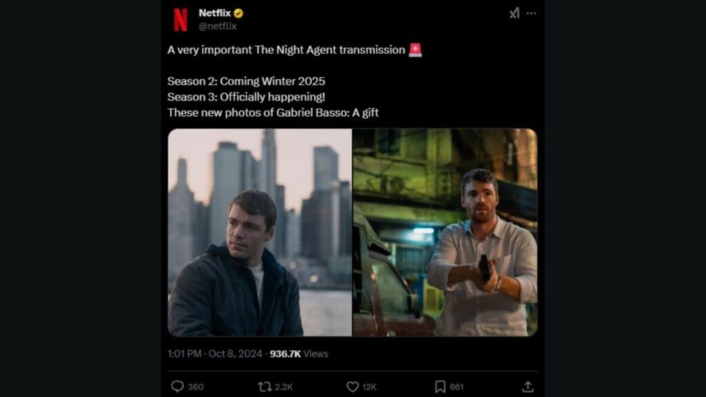 The Night Agent Season 3 release date confirmed screenshot (Image via esports.gg)