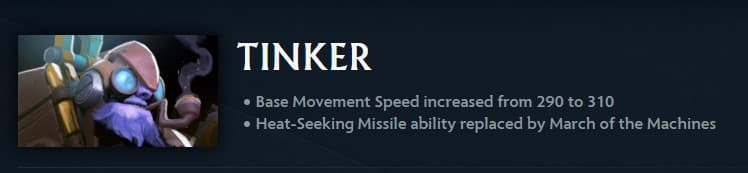 Tinker changes Dota 2 patch 7.36 (Image via <a href="https://www.dota2.com/patches/7.36">Dota 2</a>)