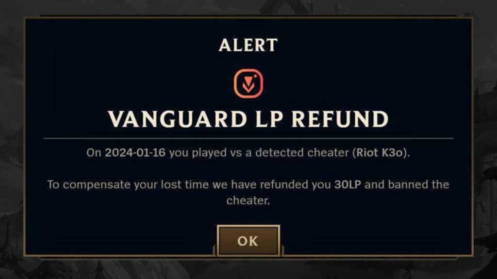 Vanguard LP Refund alert (Image via League of Legends Leaks)