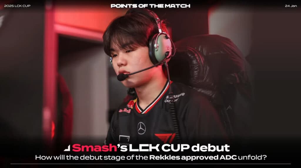 Smash stood in for Gumayusi during the match against KT, Jan. 24 (Screenshot by esports.gg via LCK)