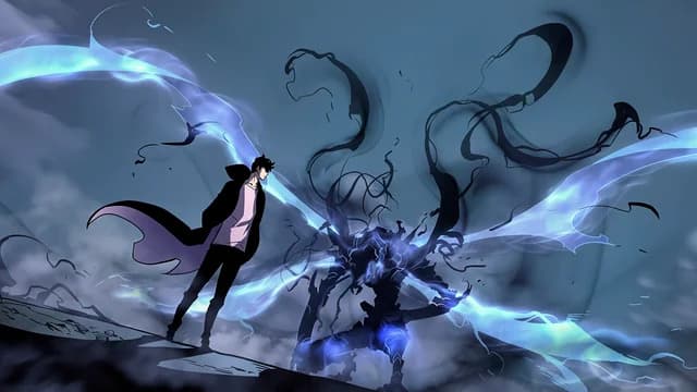 Solo Leveling's characters, Sung Jin-woo and Beru, in Manhwa written by Chugong and illustrated by Dubu (image via KakaoPage)