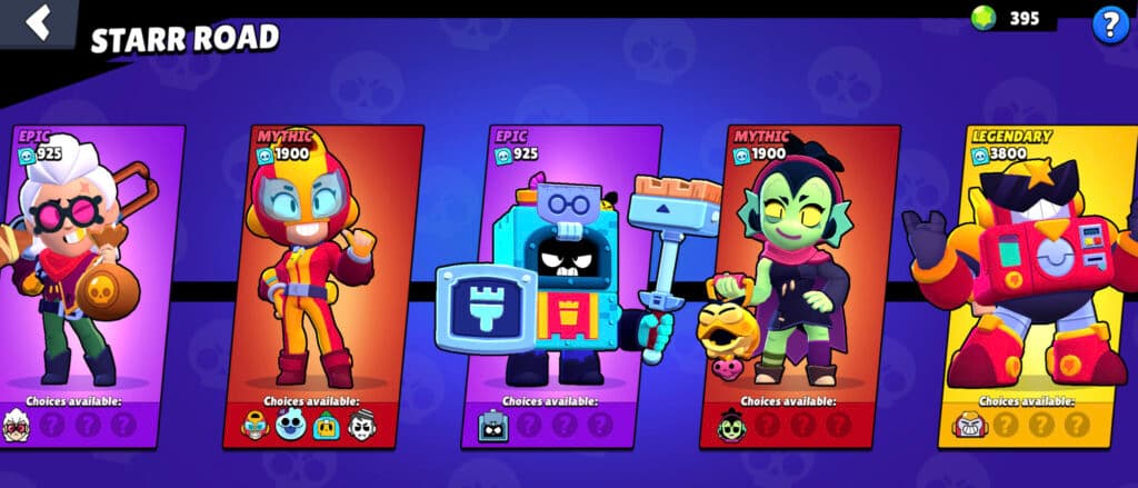 Mystic Brawl Stars characters on Starr Road (Screenshot via esports.gg)