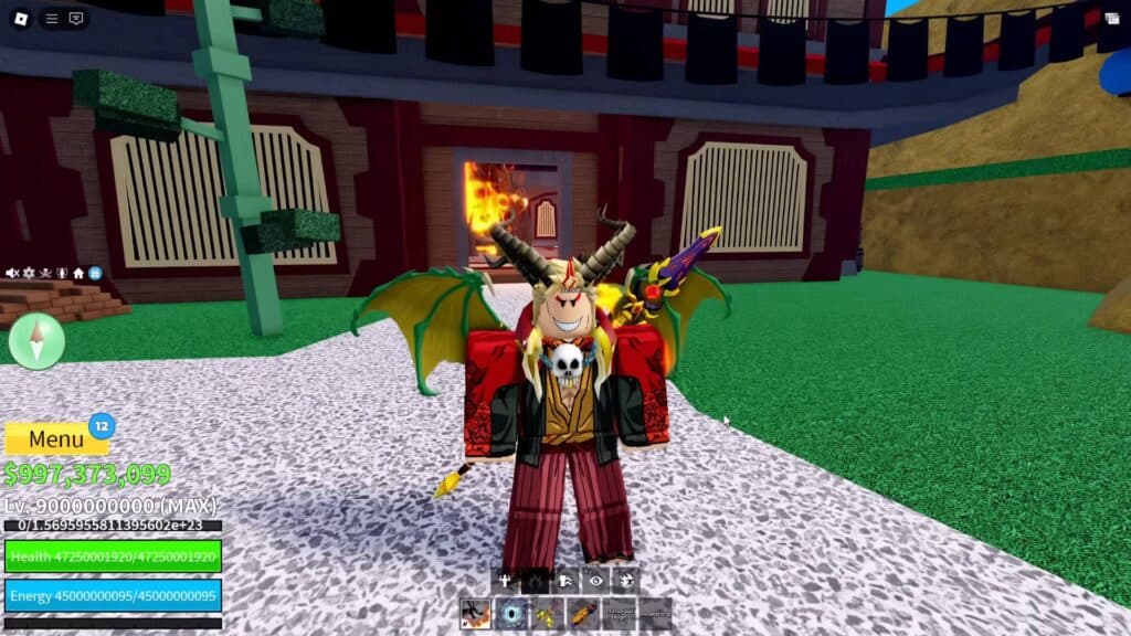 Draco Race cosmetics in Blox Fruits. (Screenshot via <a href="https://www.youtube.com/@ItsUzoth">Uzoth YouTube Channel</a>)