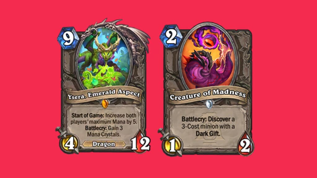 Ysera, Emerald Aspect and Creature of Madness in Hearthstone (Images via Blizzard Entertainment)