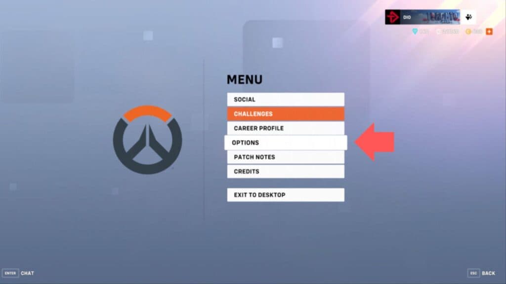 Select the "Options" button (Image via esports.gg)