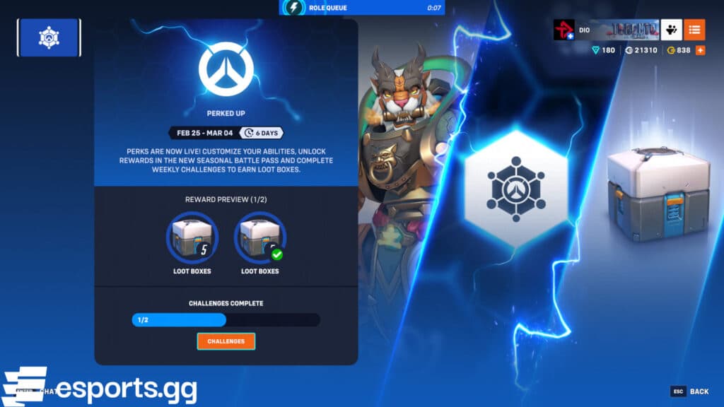 Overwatch 2 Perked Up Week 2 (Screenshot via esports.gg)