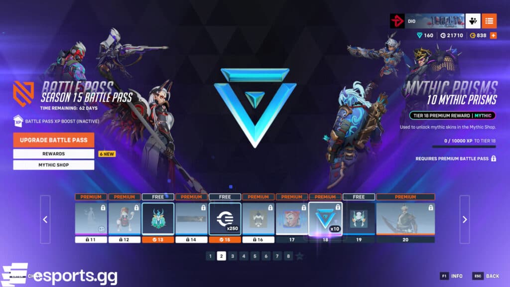 The paid version gives you Mythic Prisms (Screenshot via esports.gg)