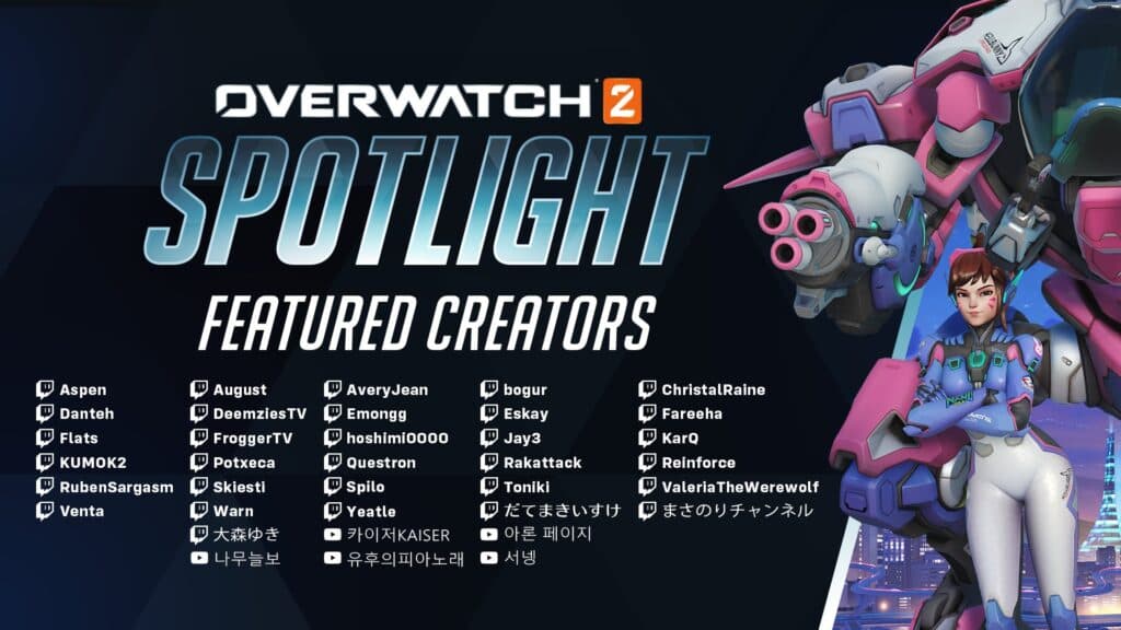 Overwatch 2 Spotlight creators (Image via Blizzard Entertainment)