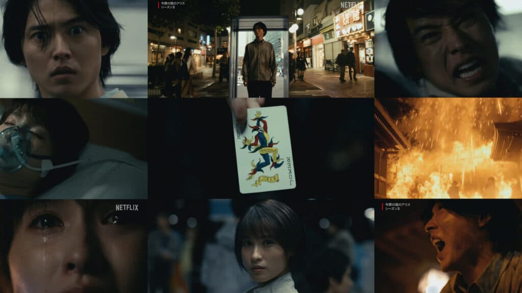 Scenes from the teaser of Alice in Borderlands 3 (Image via Netflix)