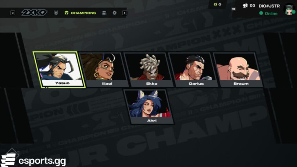 Playable 2XKO characters in the first Alpha Lab playtest (Screenshot via esports.gg)