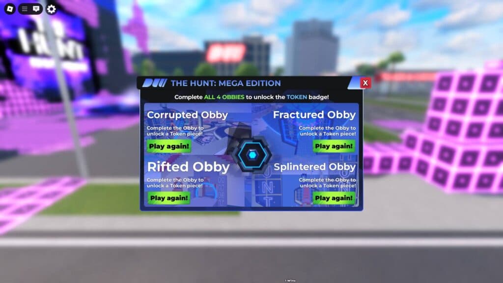All obbies to play in Drive World the Hunt event. (Screenshot via esports.gg)