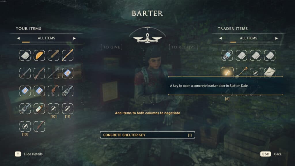 Bartering for the Sewer Tunnels Key. Screenshot by esports.gg