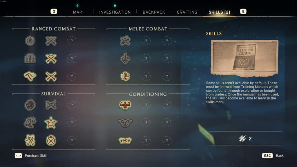 The skills menu in Atomfall. Screenshot by esports.gg