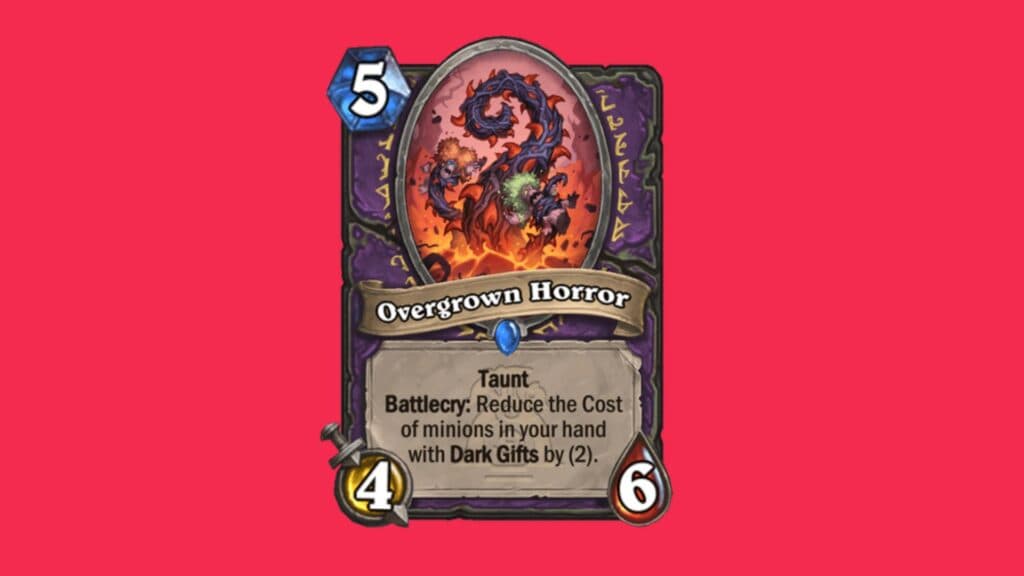 Overgrown Horror is a Warlock minion in the Hearthstone Into the Emerald Dream expansion (Image via Blizzard Entertainment)