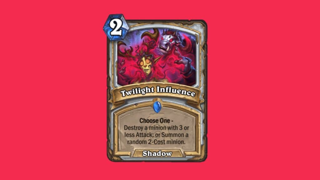 Twilight Influence is a Priest Shadow spell in the Hearthstone Into the Emerald Dream expansion (Image via Blizzard Entertainment)