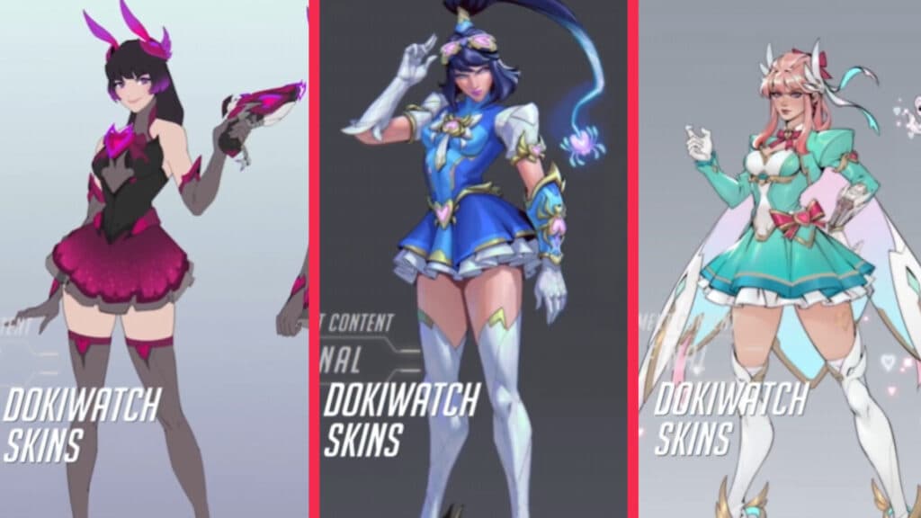 Overwatch 2 DokiWatch skins (Images via Blizzard Entertainment)