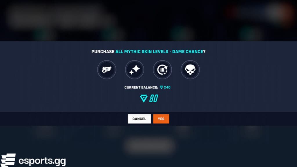 Full cost of the mythic weapon skin (Screenshot via esports.gg)