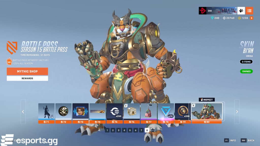 The completed Season 15 Battle Pass (Screenshot via esports.gg)