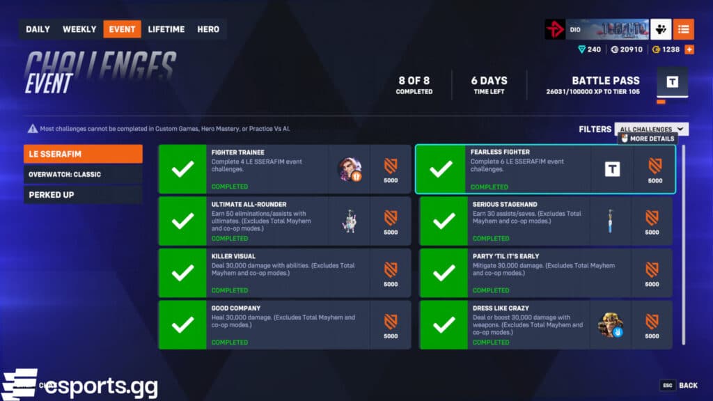 Overwatch 2 x LE SSERAFIM event (Screenshot via esports.gg)