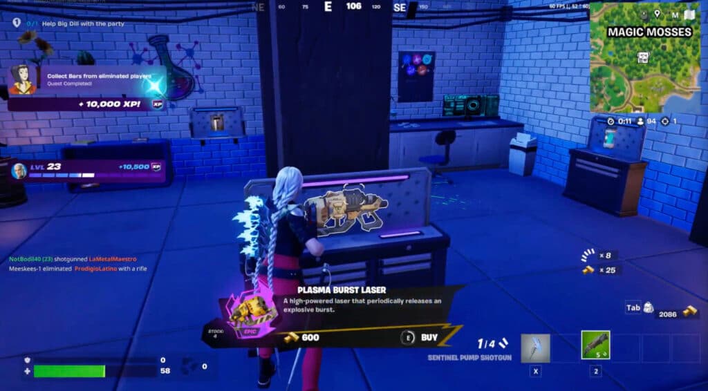 The Plasma Burst Laser in Fortnite (Screenshot via esports.gg)