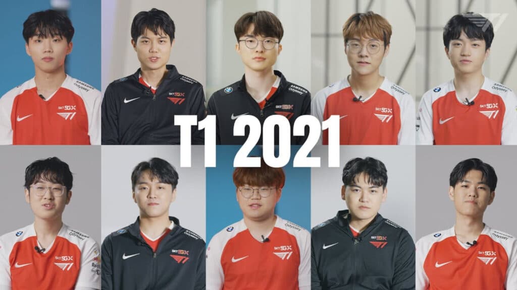 T1 ten-man roster in 2021 (Image by T1)