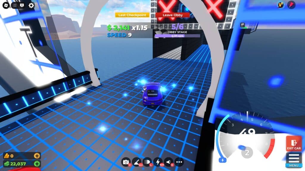 The fork in Fractured Obby's track. (Screenshot via esports.gg)