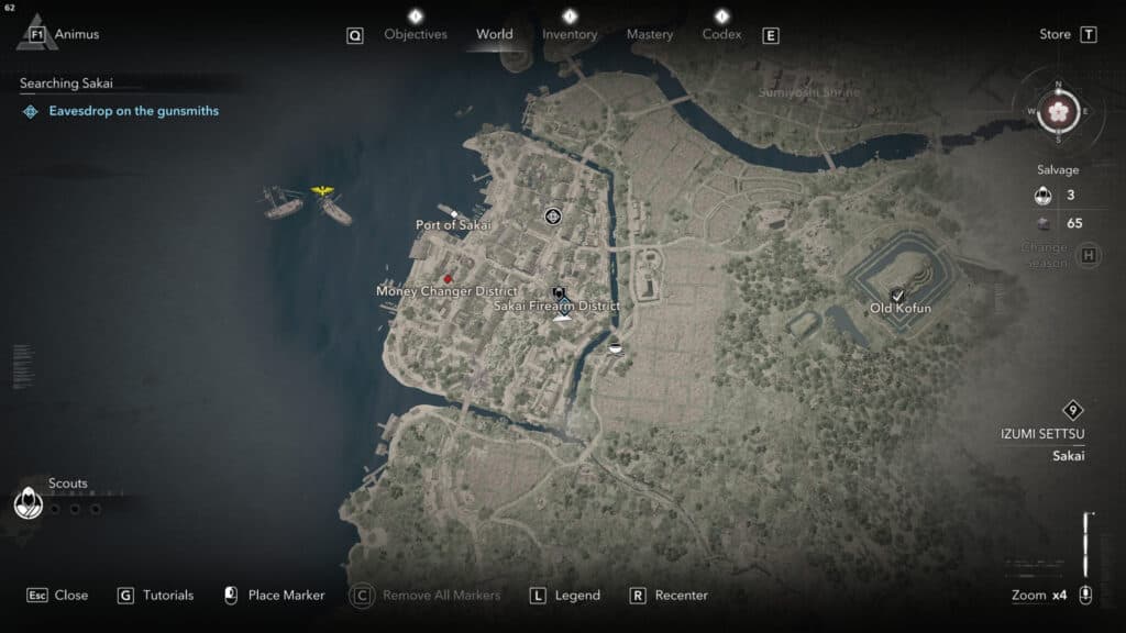 The map location of the Gunsmith in Sakai. Screenshot by esports.gg