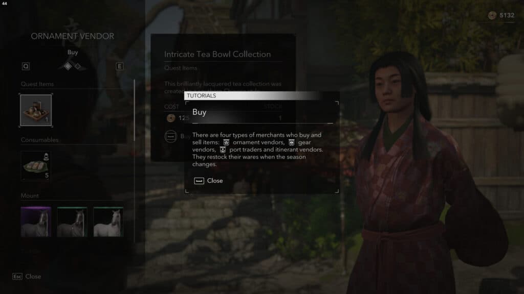 The vendor tutorial screen. Screenshot by esports.gg