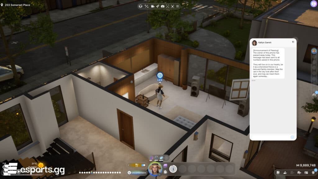 Text message when someone dies (Screenshot by esports.gg)