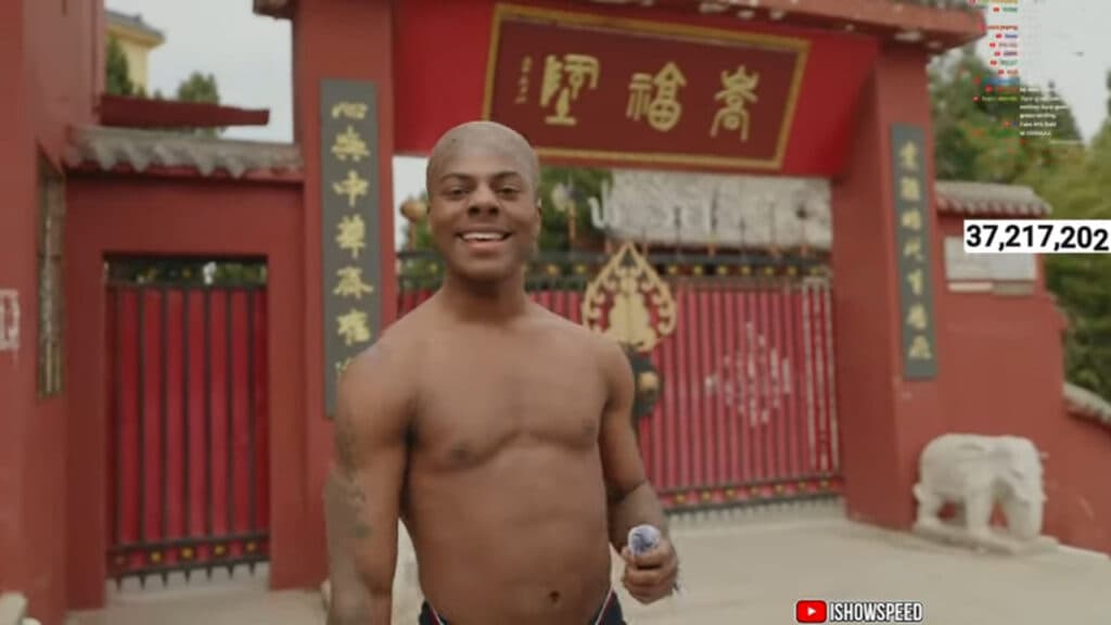 iShowSpeed outside of the Shaolin temple (Image via iShowSpeed)