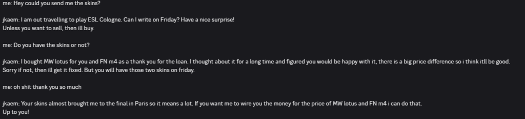 Translated Discord DMs between erlsan and jkaem (Image via @erlsan/X)