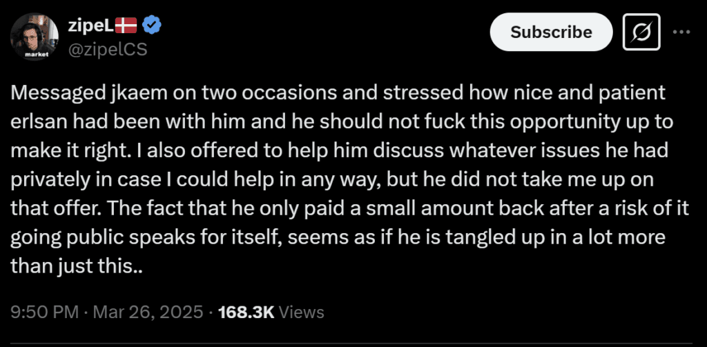 zipeL's response to the initial thread