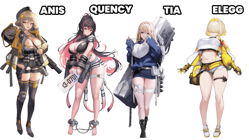 The only other characters who could be considered plus size in NIKKE are Anis, Quency, Tia and potentially Elegg.