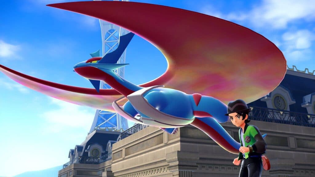 A Mega Salamence and its Trainer in Pokémon Legends: Z-A (Image via The Pokémon Company)