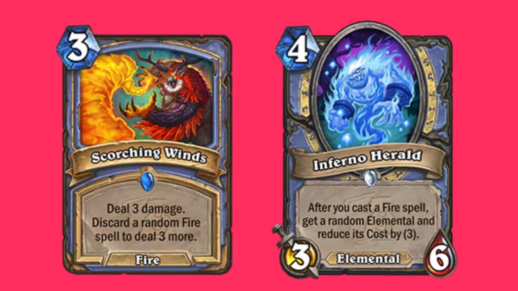 Scorching Winds Inferno Herald in the new Into the Emerald Dream Mini-Set (Images via Blizzard Entertainment)