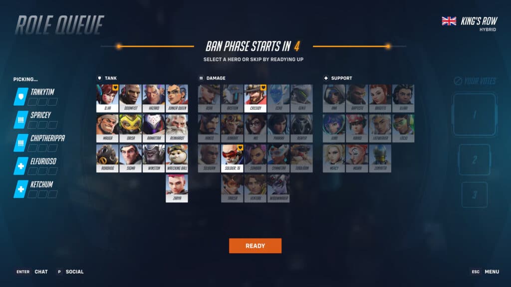 Overwatch 2 hero selection screenshot (Image via Blizzard Entertainment)