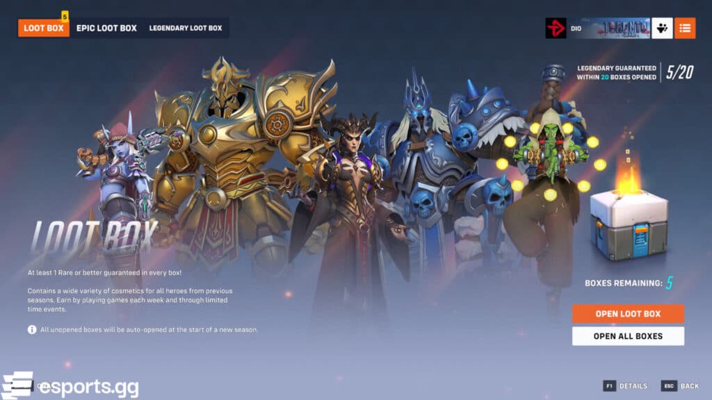 The loot boxes should appear the next time you launch the game (Screenshot via esports.gg)