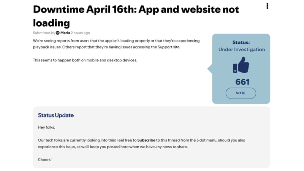 The app and website are currently down (Screenshot via esports.gg)