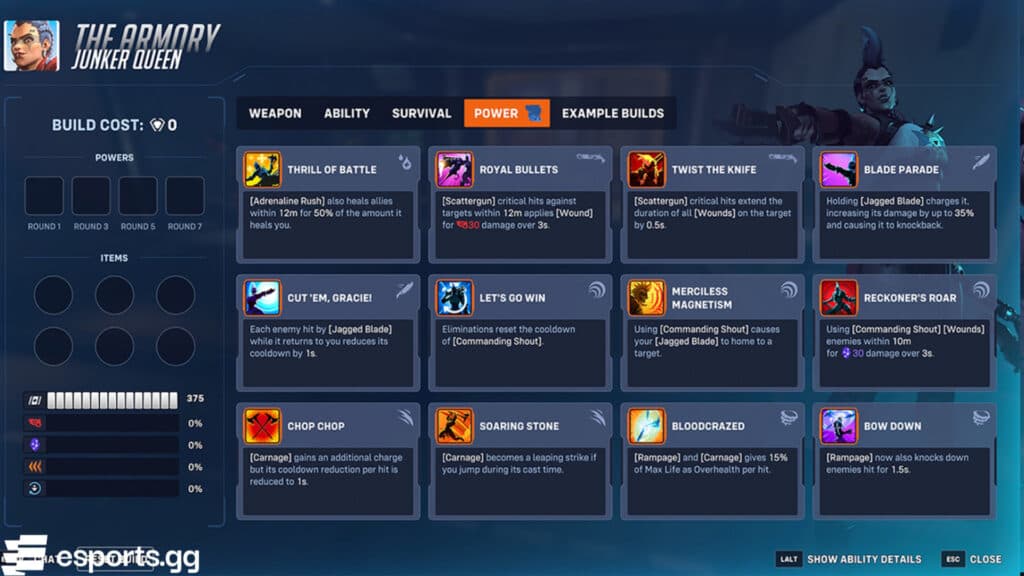 Junker Queen's Powers in the Armory (Screenshot via esports.gg)