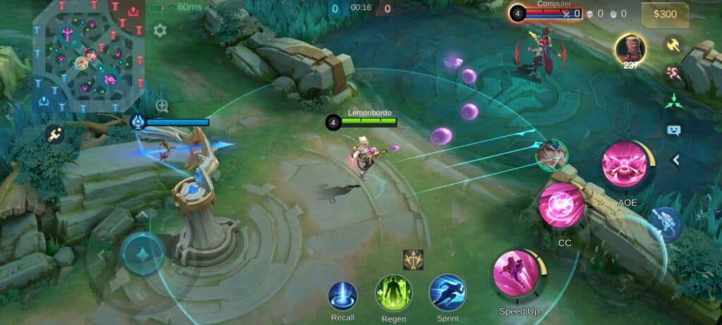 There is a delay on her basic attacks if you move the angle too fast. (Screenshot via esports.gg)