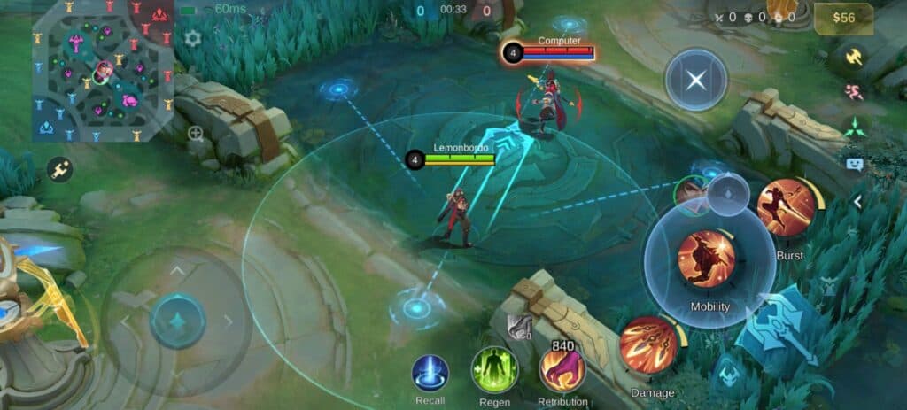 The circles at the edge of the lines are where the shadows will spawn. (Screenshot via esports.gg)