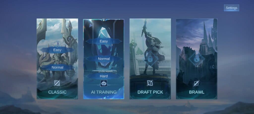 You can only play Classic or AI Training when playing MLBB in Offline Mode (Screenshot via esports.gg)