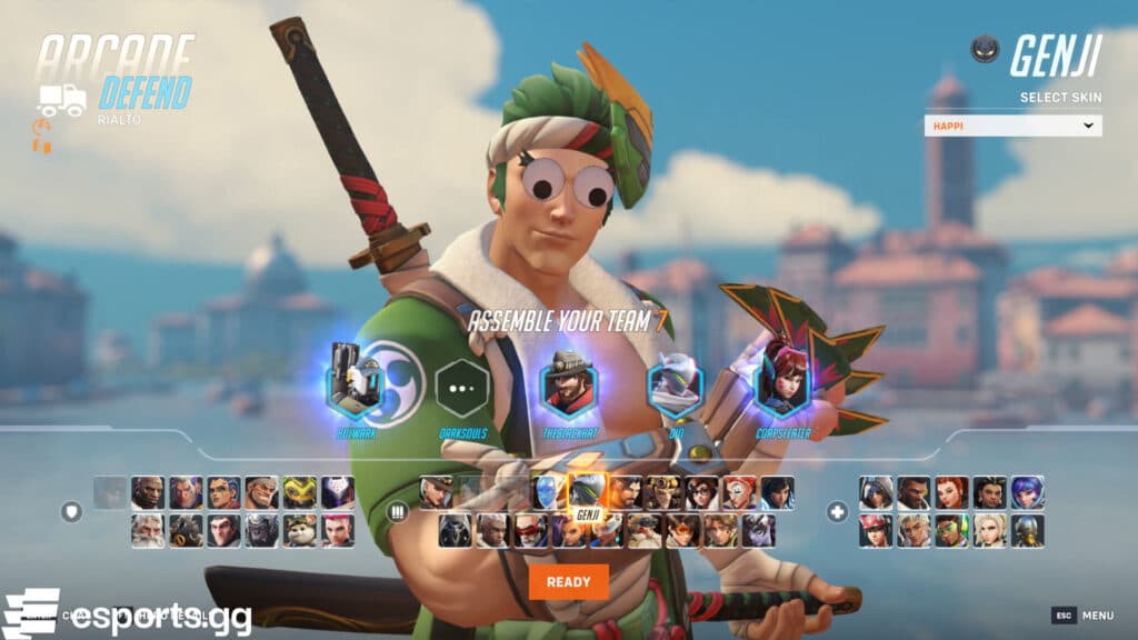 Genji during the Overwatch 2 April Fools Day 2025 event (Screenshot via esports.gg)