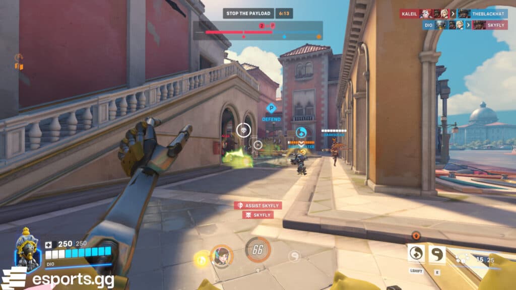 Zenyatta and mini D.Va during the Overwatch 2 April Fools Day 2025 event (Screenshot via esports.gg)