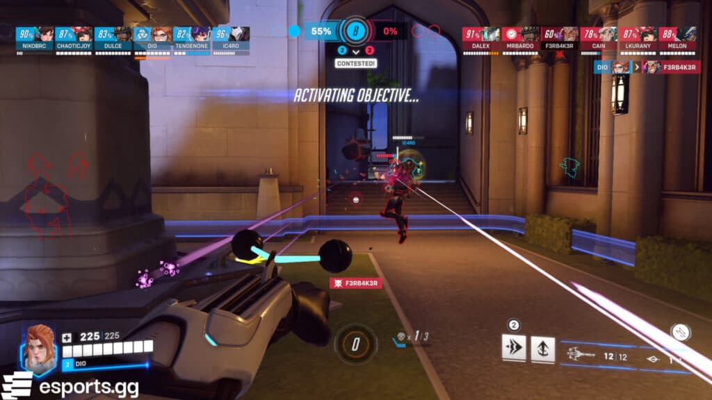 Freja launching her Bola Shot ultimate (Screenshot via esports.gg)