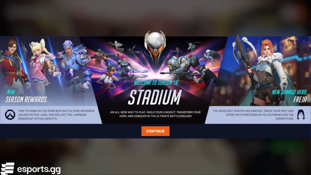 Overwatch 2 Season 16 is now live with the Stadium game mode (Screenshot via esports.gg)