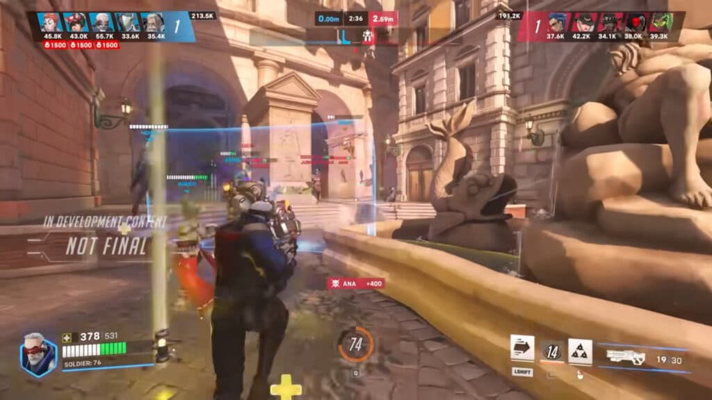 Overwatch 2 Stadium gameplay screenshot featuring Soldier: 76 and his Biotic Field mod (Image via Blizzard Entertainment)