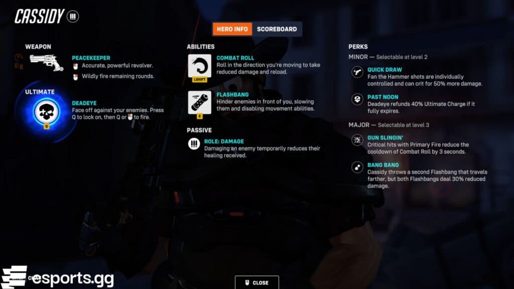 Cassidy's kit in Overwatch 2 (Screenshot via esports.gg)