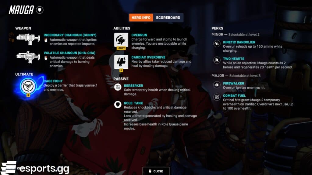 Mauga's kit in Overwatch 2 (Screenshot via esports.gg)